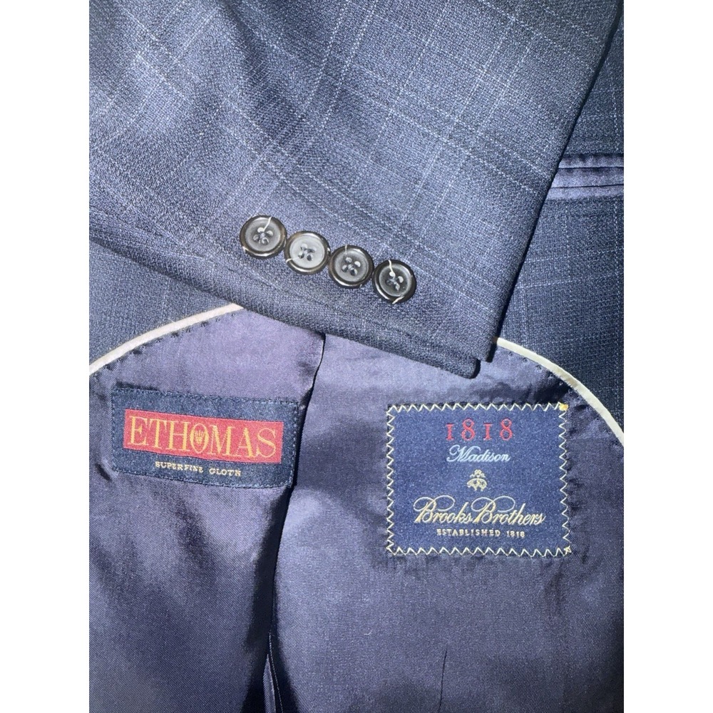 Brooks Brothers 1818 x E Thomas Plaid Regent 100% Wool Blazer Sport Coat Men 42L - Picture 10 of 11